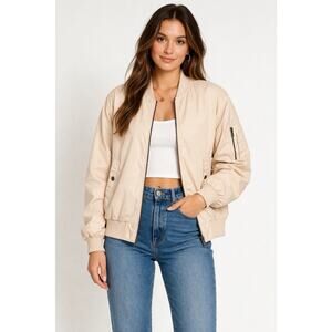 Buffalo David Bitton Bomber Jacket Womens Large Pale Light Pink Full Zip